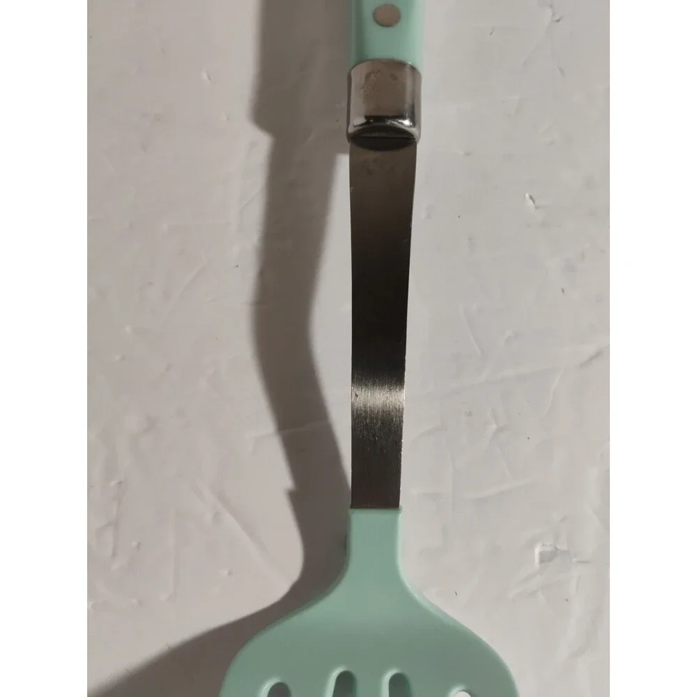 Martha Stewart Slotted Spatula Turner Aqua Sky Nylon Head Stainless Steel 14”